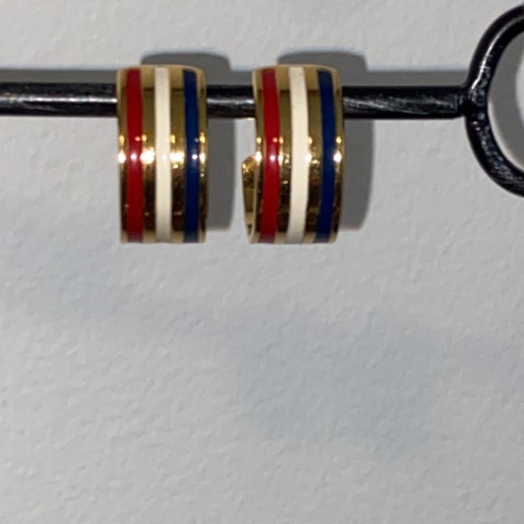 SOLD! ❌💥American Patriotic Gold Red White Blue Hoops - Picture 6 of 14